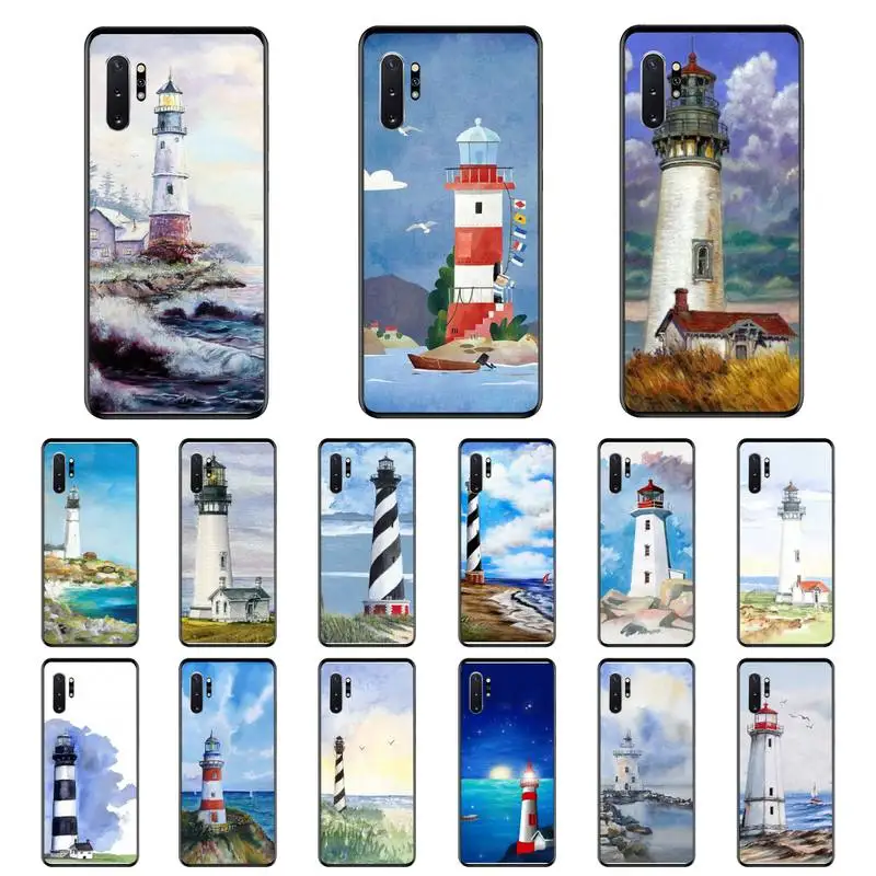 

YNDFCNB Hand Painted Lighthouse Phone Case For Samsung Note 7 8 9 20 Note 10 Pro lite 20ultra M20 M10 Case