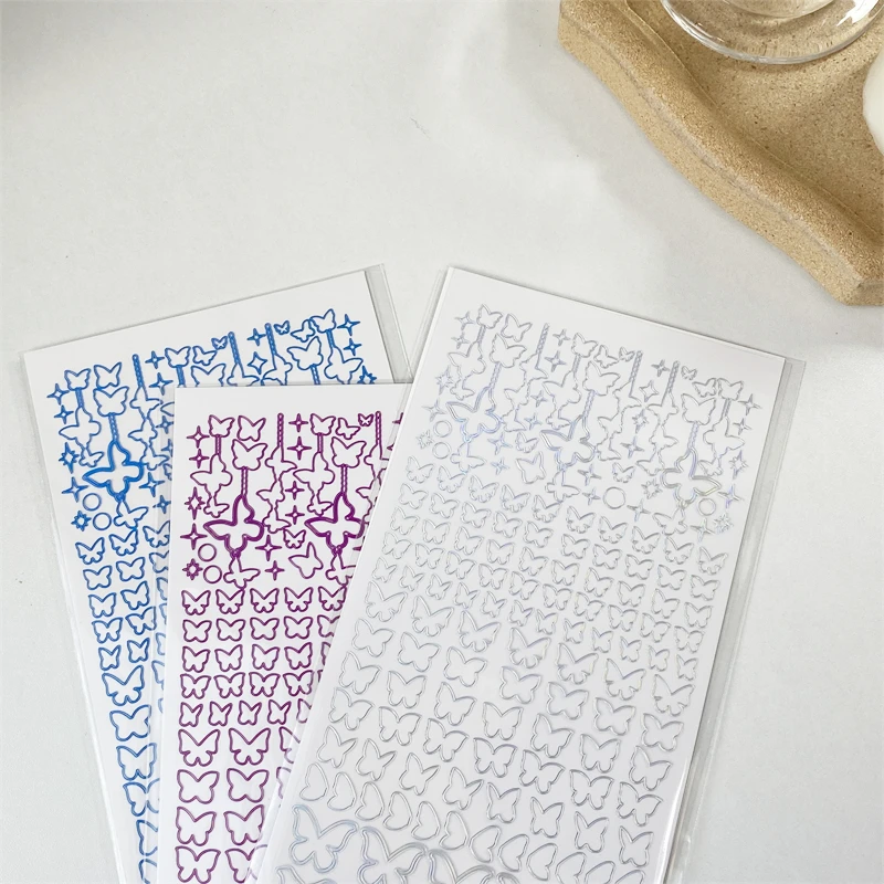 Прозрачная бронзовая Бабочка звезда цепочка декоративные ПВХ лазерные наклейки