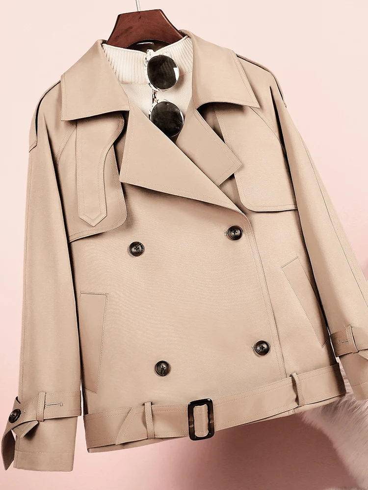 

Spring and Autumn Jacket Short Jacket Women's Suit Collar Short Women's 150cm High Versatile Windbreaker Thin