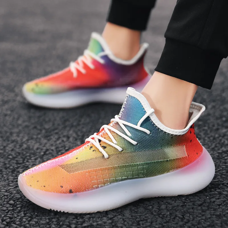 Spring Men Shoes Rubber Sneakers Men's Running Wear-Resistant Casual Korean-style Trendy Graffiti | Обувь