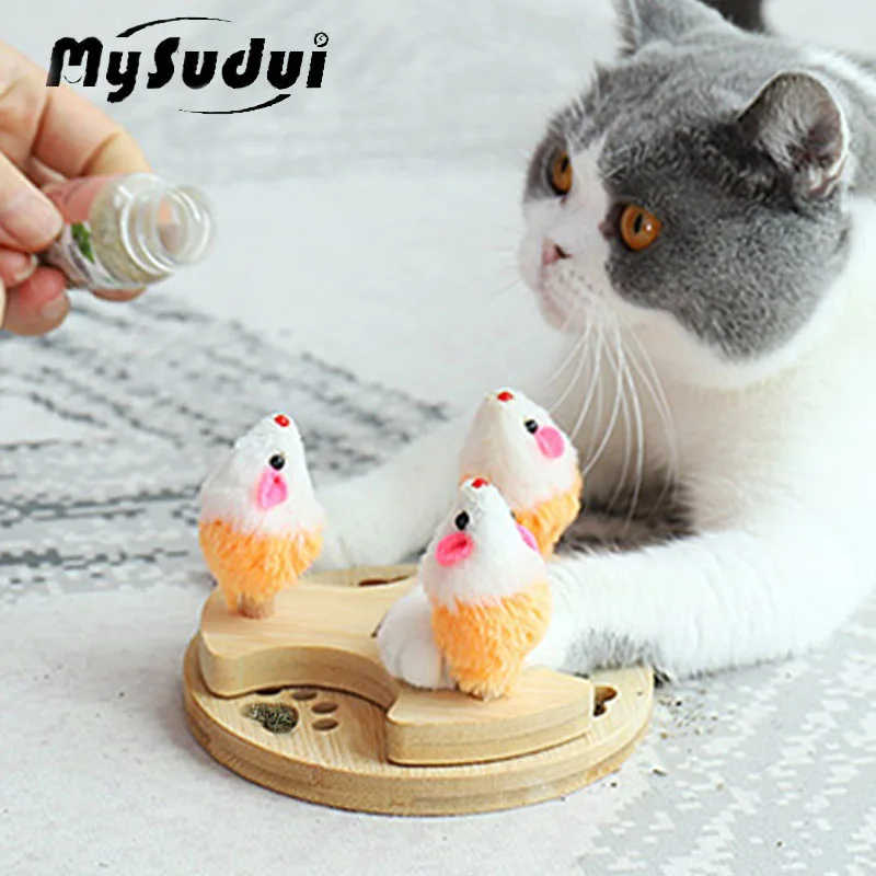 Cat Toy Mouse With Catnip For Game Interactive Teaser Playing Fun Plush Mice Cats Toys Scratcher Kitten Pet Supplies | Дом и сад