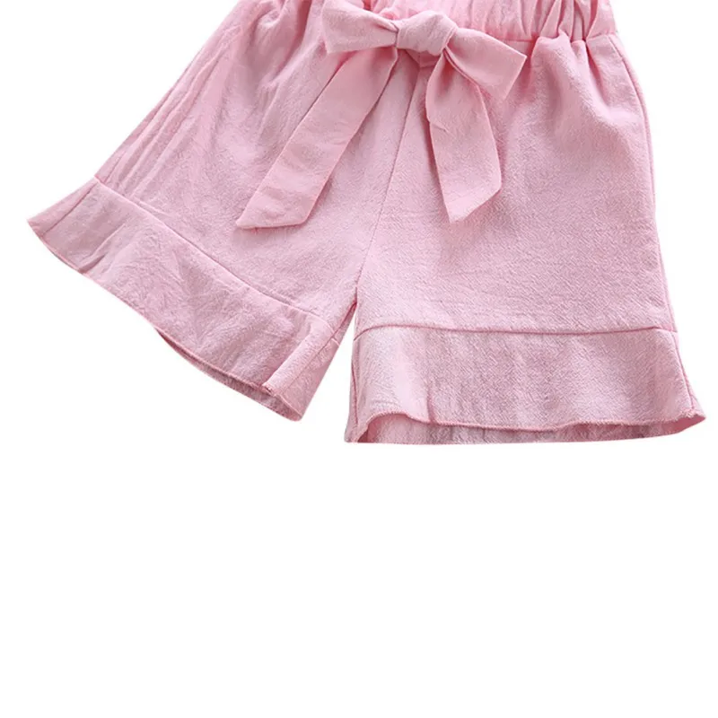 Летние костюмы для маленьких девочек повседневные футболки с расклешенными