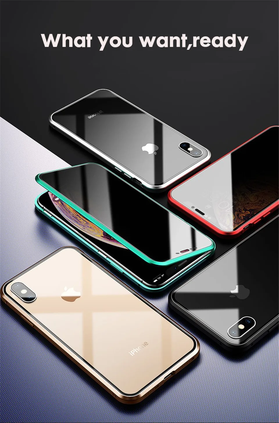 360 магнитный адсорбционный чехол для iPhone XS MAX XR X 7 8 6 6s Plus Передняя Задняя крышка из закаленного стекла полный защитный чехол на для айфон XS MAX X 8 Plus 7 6 6s плюс XR