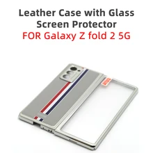 Case for Galaxy Z Fold 2 5G Leather Case with Glass Screen Protector  Luxury Business Mobile Phone Case