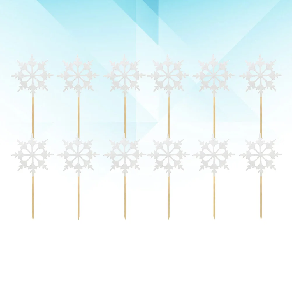 12pcs Snowflake Felt Picks Cupcake Decor Party Supplies | Дом и сад