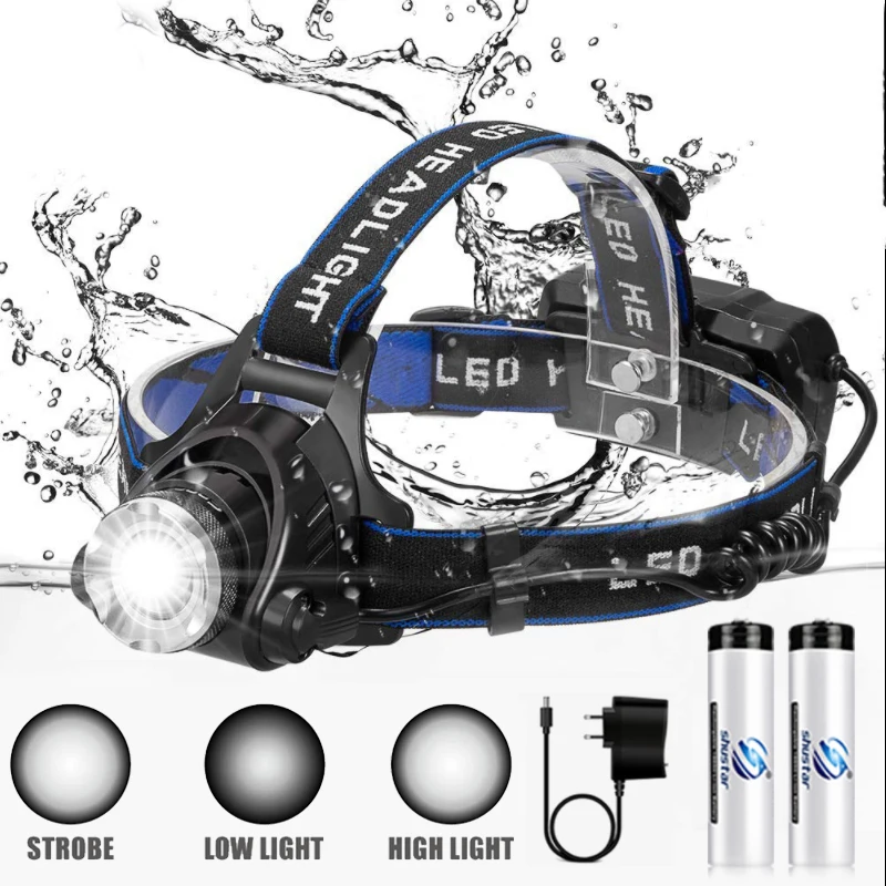 1000LM LED Headlamps Head Lights Waterproof Head Flashlight Forehead Rechargeable Headlights Torch Hunting Mining Fishing Light