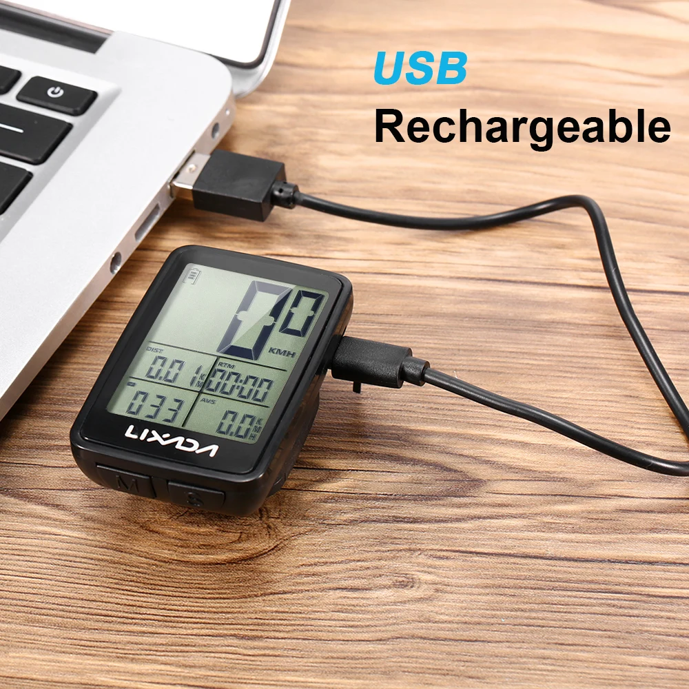 Lixada непромокаемый MTB велосипедный компьютер USB Перезаряжаемый беспроводной Велосипедный Спидометр Одометр велосипедный температурный секундомер