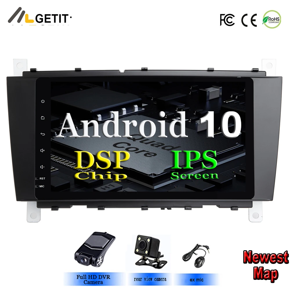 8 ''Android 10 2 DIN автомобильный DVD gps для Mercedes/Benz W203 W209 W219 a-класс A160 c-класс C180 C200 CLK200 Радио стерео