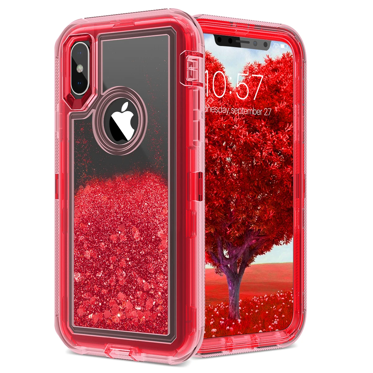 Чехол с сияющими блестками для iphone 11 pro Max X Xs Max 7 8 6 6s Plus чехол для iphone XR чехлы чехол ТПУ Блестки Bling жидкая жесткая защита - Цвет: Красный