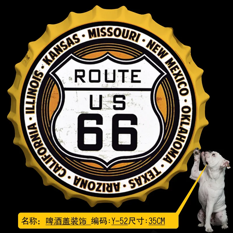 Винтажный Route 66 автомобильный двигатель жестяная вывеска вино пивная Крышка