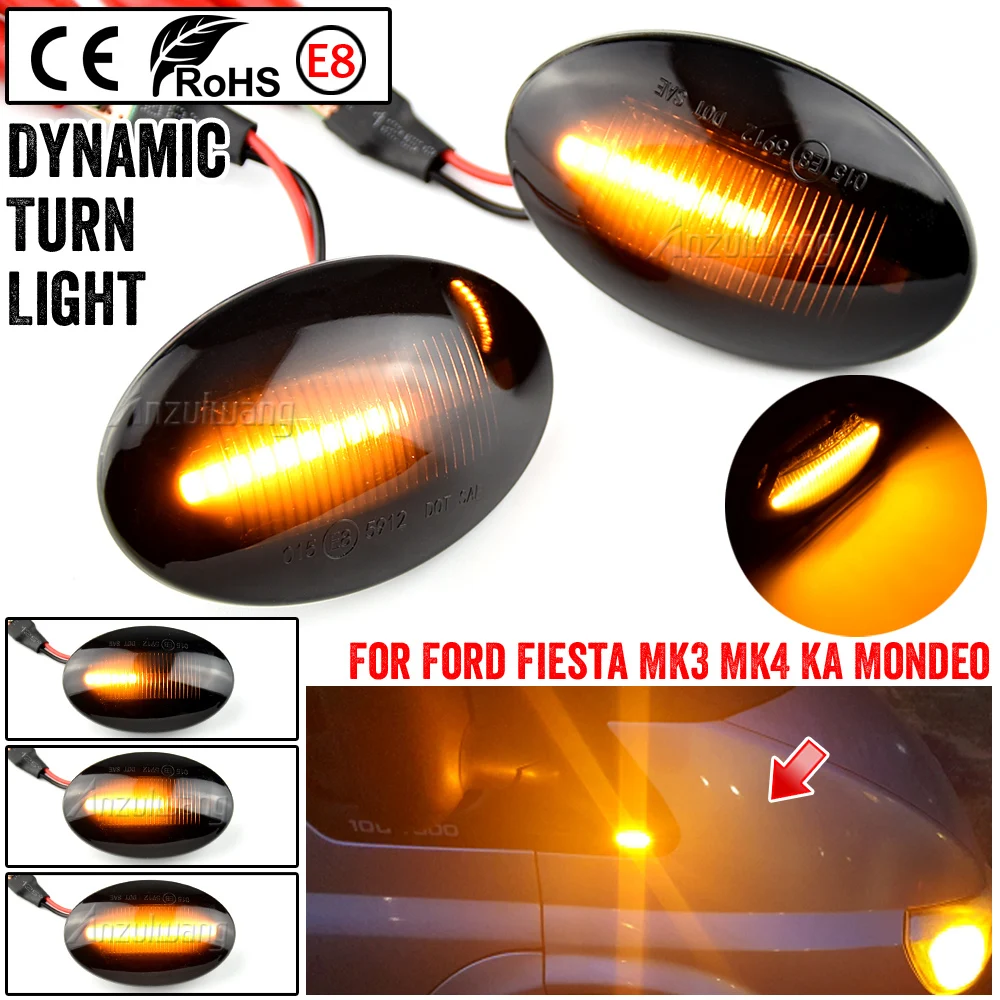 Динамический светодиодный боковой маркер для Ford Fiesta III IV MK3 MK4 19902000 2001 KA Mondeo I Transit