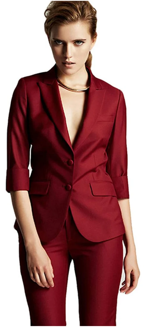 Женский деловой костюм бордовое однобортное облегающее Повседневное платье из 2