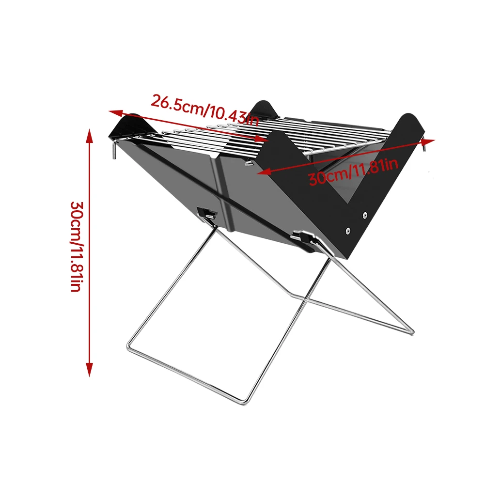 

Portable Charcoal BBQ Grill Outdoor Grill Folding 3 People Barbecue Grill With Handle For Picnics Beach Camping BBQ Accessories