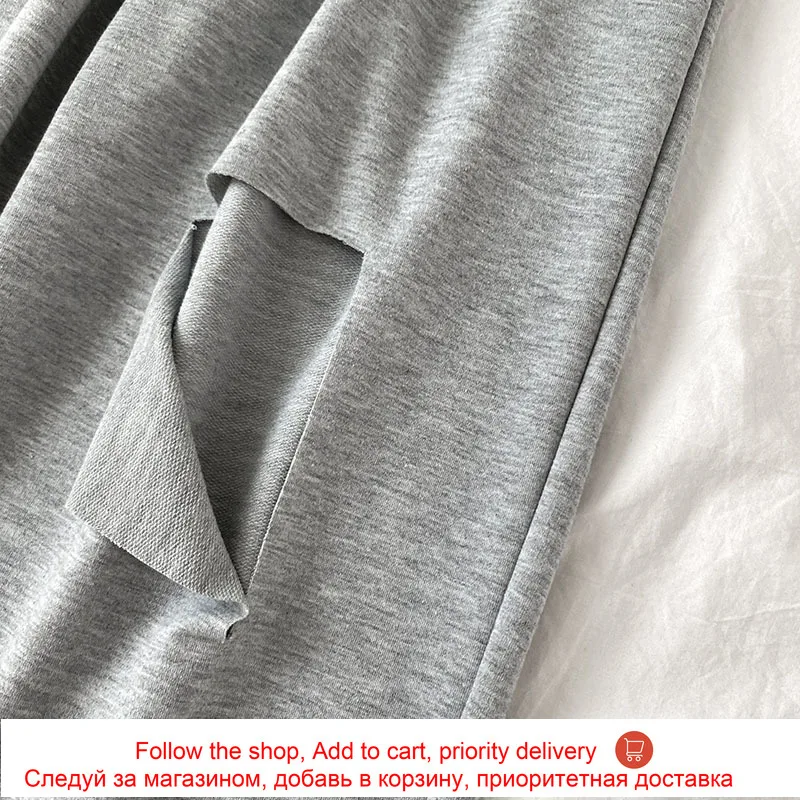 

Yitimoky High Waist Hole Pants Women Wide Leg Pants Elastic Sweatpants Loose Bandage Summer 2021 New Korean Casual Fashion