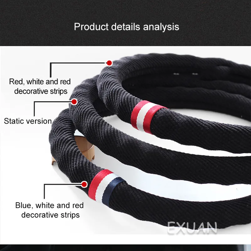 

Four Seasons Universal Color Striped Flannel Bumpy Non-slip Three-dimensional Stripe Handlebar Cover Car Steering Wheel Cover