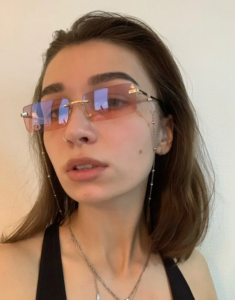 

Oversiezd Square Sunglasses Women Frameless Gradient Sun Glasses Women/Men Brand Designer Retro Pink Outdoor Lentes De Sol