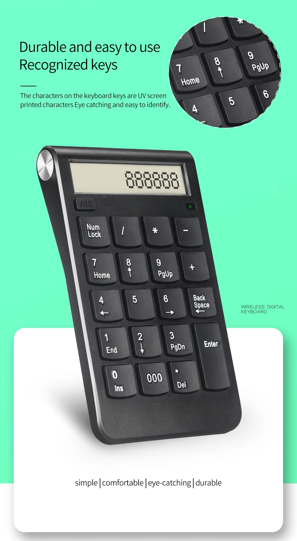 Беспроводной 2 4G Usb номер калькулятор с цифровым Дисплей Перезаряжаемые одной