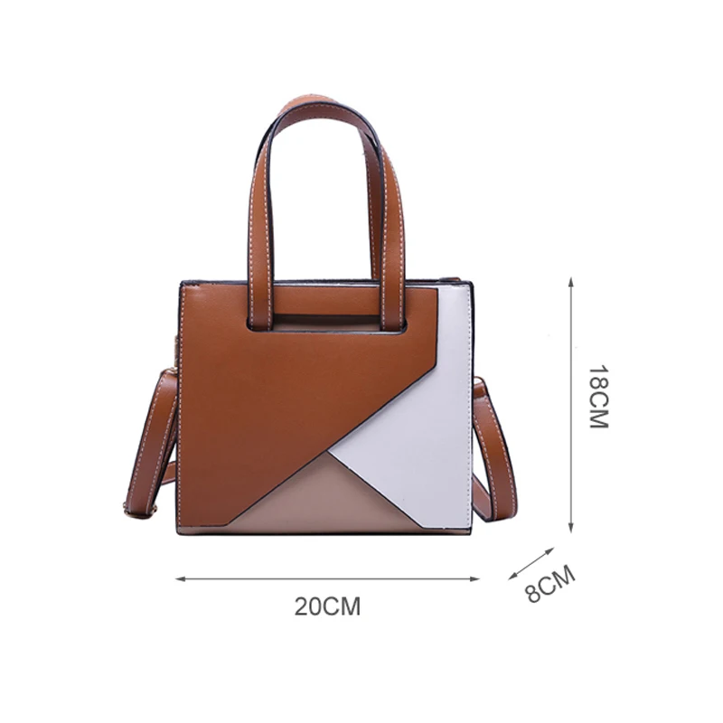 New Fashion Contrast Color Patchwork Handbags Women Designer Panelled PU Leather Crossbody Bags Sac A Main Femme Shoulder Bag