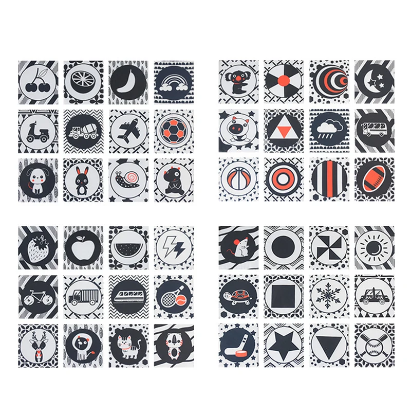 Черный и белый мягкая флеш карты 26 моделей младенцев визуальные головоломки