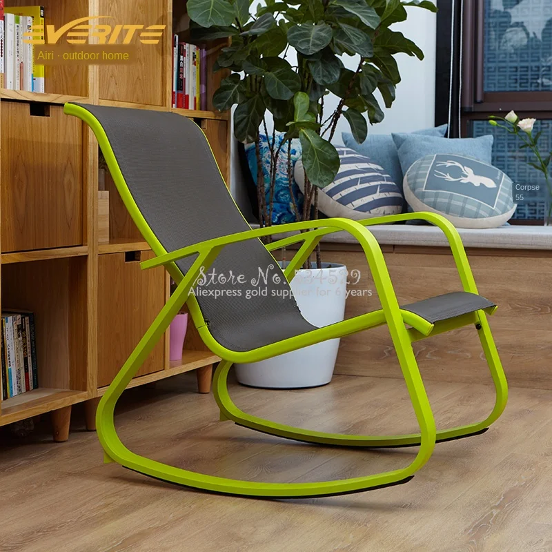 

15%For sale Simple Adult Rocking Chair Green Fresh Lazy Lounge Chair Leisure Balcony, Easy Chair American Lunch Break Chair