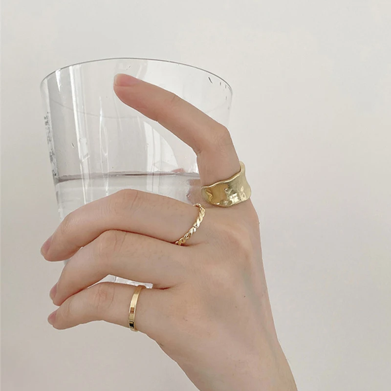 

GS 8PCS/SET New Arrival Fashion Minimalist Ring Set Geometric Round Metal For Women Ladies Girls Birthday Gifts Rings Jewelry