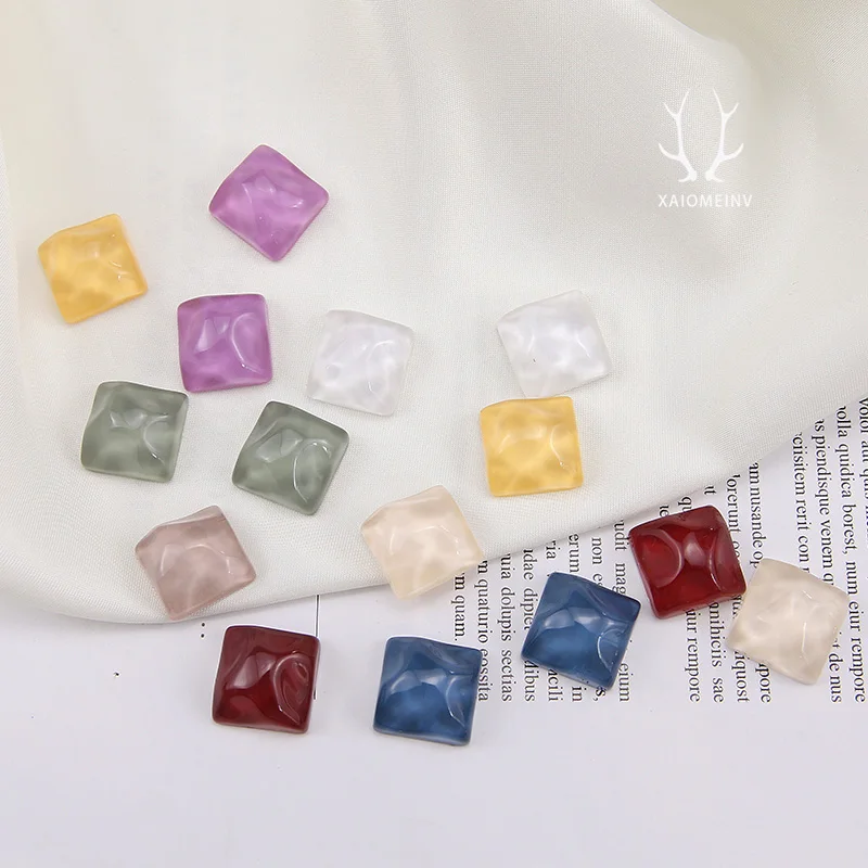 10psc Korean fashion Square Earrings Concave Convex Water Ripple Wave Resin Pendant Patch For Women Jewelry Accessories | Украшения и