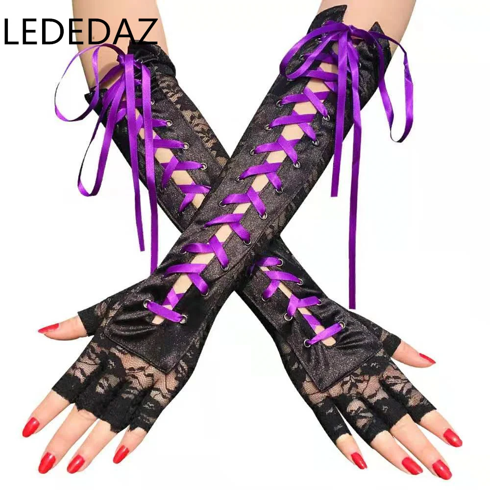 Модные женские длинные кружевные перчатки для танвечерние пикантные сетчатые