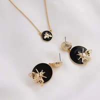 wholesale alloy bee earring necklace set fashion retro earrings jewelry gift for women girl
