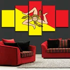 Современная Настенная Картина на холсте HD постеры с принтом для дома декоративная Гостиная 5 шт. изображения флага Сицилии модульная рамка