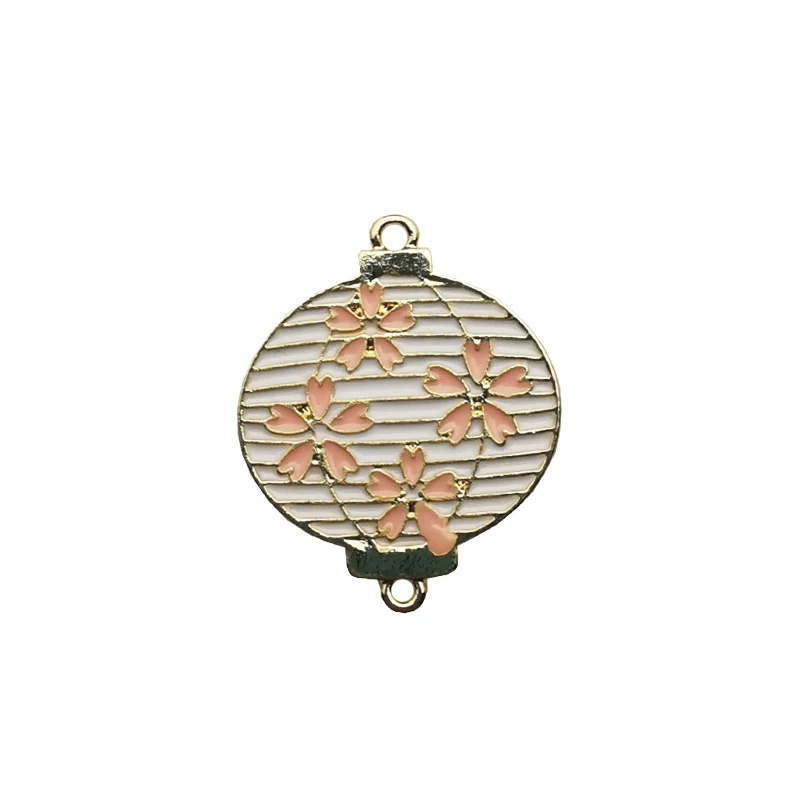 10 шт. китайский Стиль эмаль цветок фонарь шармы-соединители Металлические