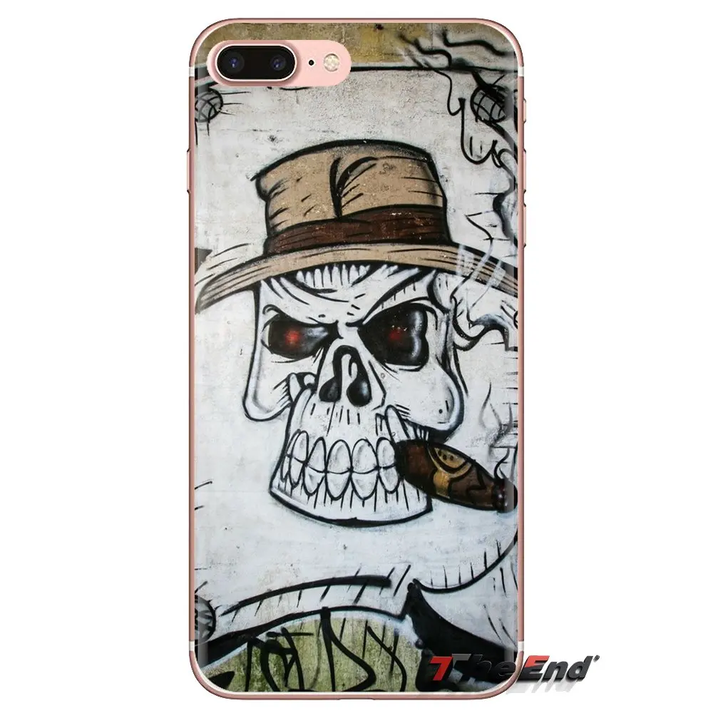 Gambar граффити череп уличное искусство ТПУ чехол для samsung Galaxy S2 S3 S4 S5 MINI S6 S7 edge S8 S9 Plus