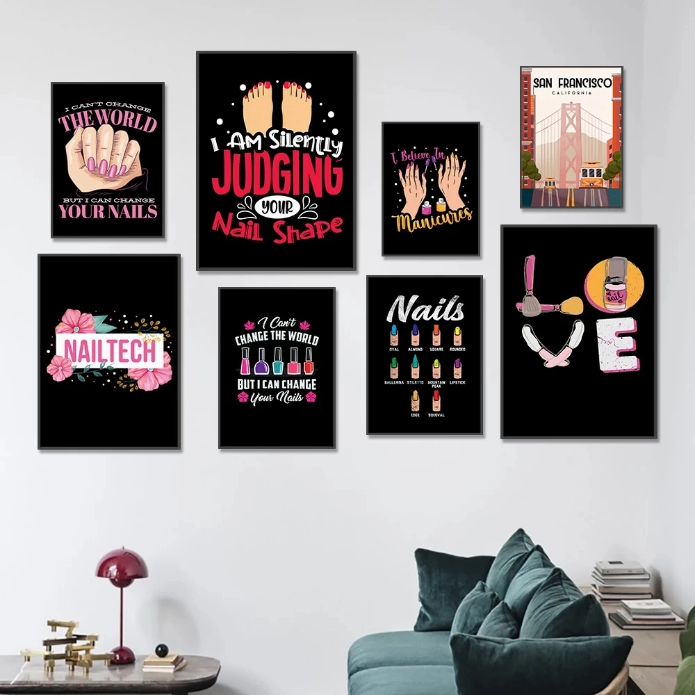 

Скандинавский современный дизайн ногтей тип руководство макияж салон настенные художественные плакаты и печать Абстрактная Картина на хо...