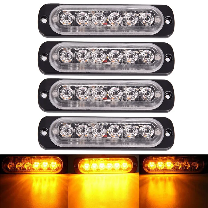 

Универсальный 6 светодиодный 12 - 24V 18W тонкий Янтарный мотор поворота бег светильник s вспышка светильник бар автомобиль аварийный Предупреждение сигнальная лампа
