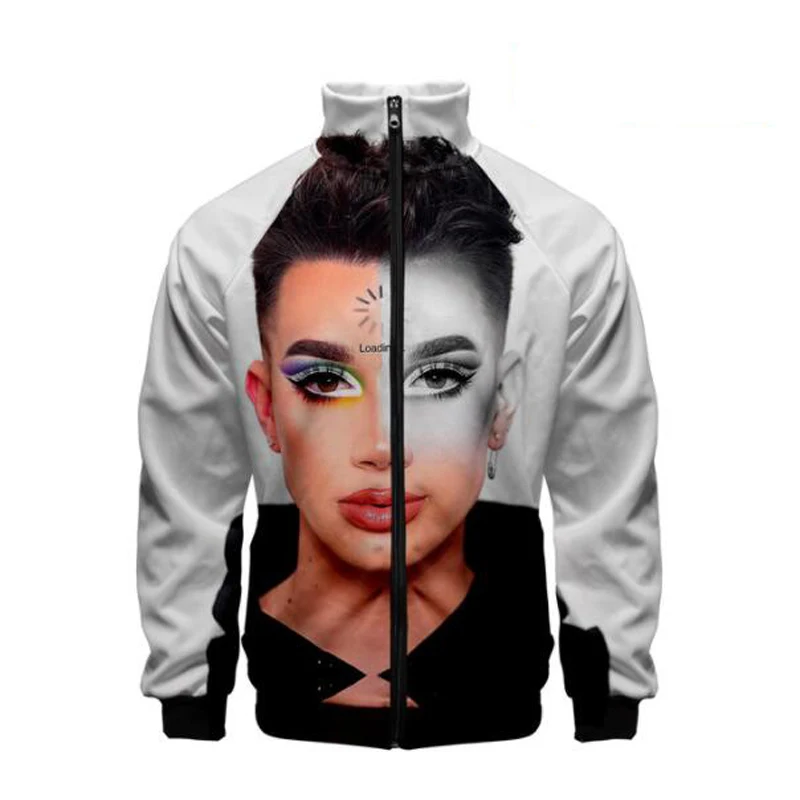 

James Charles SISTERS 3D Print Men's Jacket Slim Stand Collar Zipper Sweatshirt Male Tracksuits Streetwear Hip Hop Hoodie