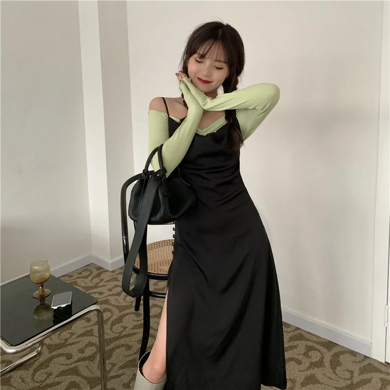 Длинное стройнящее платье с высокой талией для девушек | Женская одежда