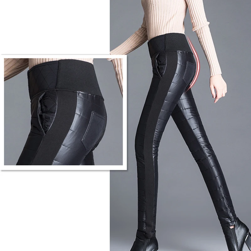

Hot Selling Women Winter Cotton Down Pants Elastic High Waist Quilted Pants Thickend Warm Comfort Trousers -B5