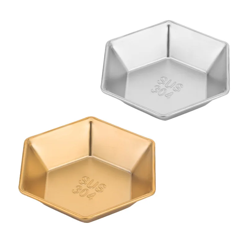 Тарелка Шестигранная из нержавеющей стали для приправы соуса боковые тарелки