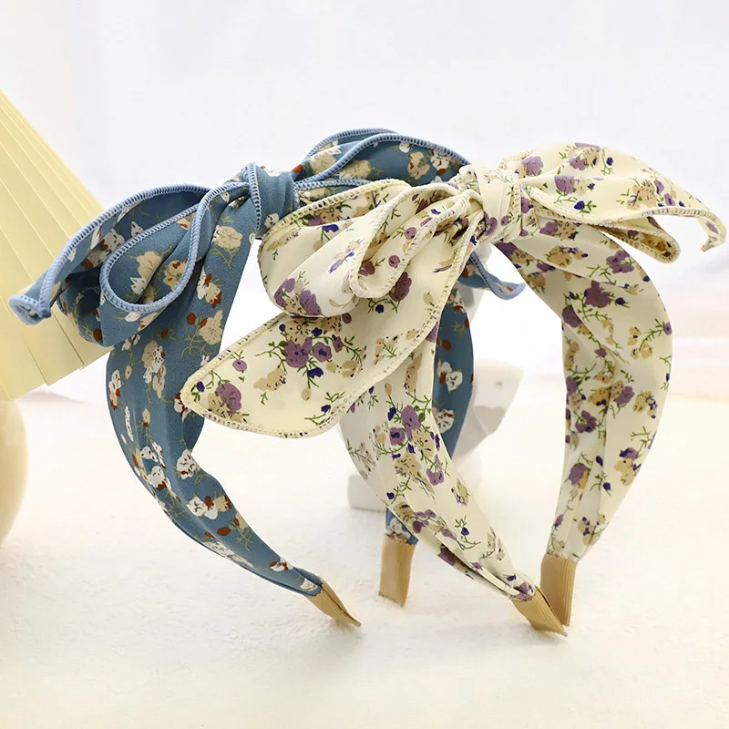 

Vintage Print Bow Bezel Hair Accessories Women Headband Girls Hairband Opaska Do Wlosow Diademas Bandeau Femme Pour Cheveux