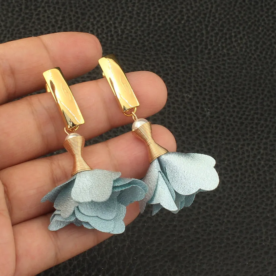 Цветок висячие серьги Золотой Цвет Оптовая Продажа Модные простые милые