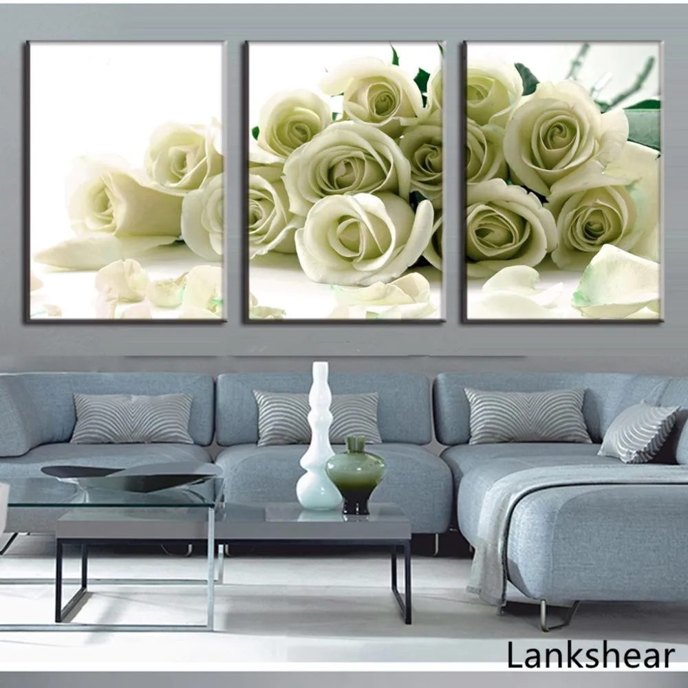 Комплект из 3 предметов Печать на холсте цветочные мотивы Современная живопись