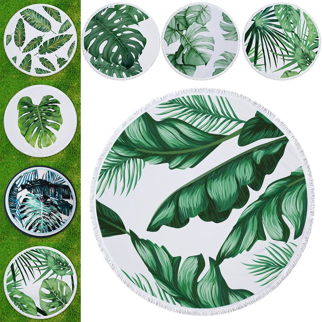 

Круглое Большое банное полотенце с принтом банановых листьев для пляжа