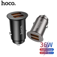hoco 36w qc3 0 dual port usb metal car charger for samsung s20 s21 fast charging car charging adapter for iphone 12 11 pro max