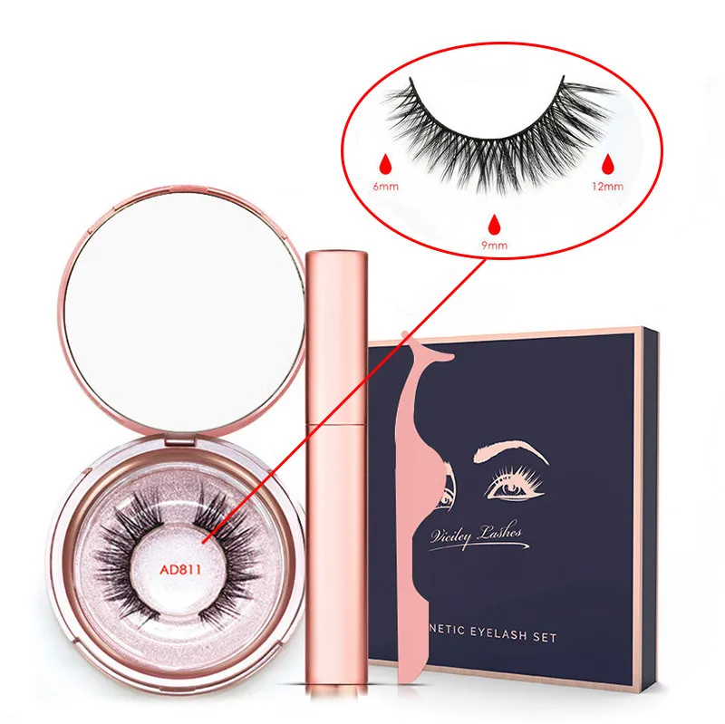 AD811-Lan Liquid Magnetic Eyeliner Set And Magnetic False Eyelashes Tweezer Magnetic Eyeliner Waterproof Long Lasting Eyeliner Eyelashes - Цвет: AD811-Lan