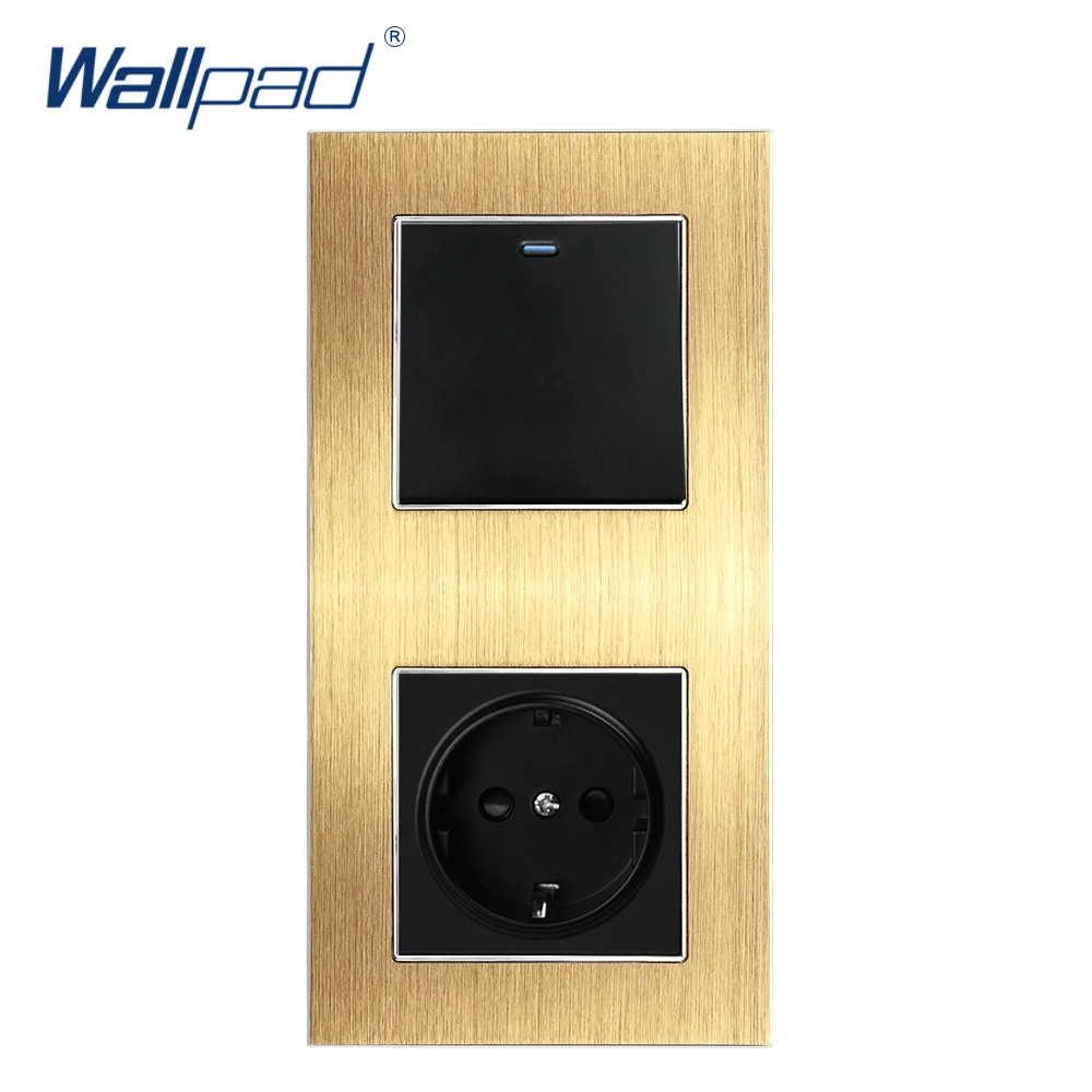 1 Gang 2 Way EU Socket German Standard Wallpad Luxury Wall Outlet Satin Metal Panel 86*172mm Power | Обустройство дома
