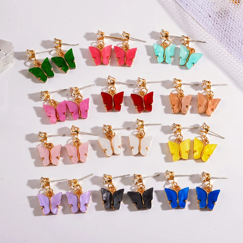 

Peixin Fashion Popular Color Glamour Butterfly Stud Earrings Korea Cute Animal Stud Earrings Women's Jewelry Sweet Gift