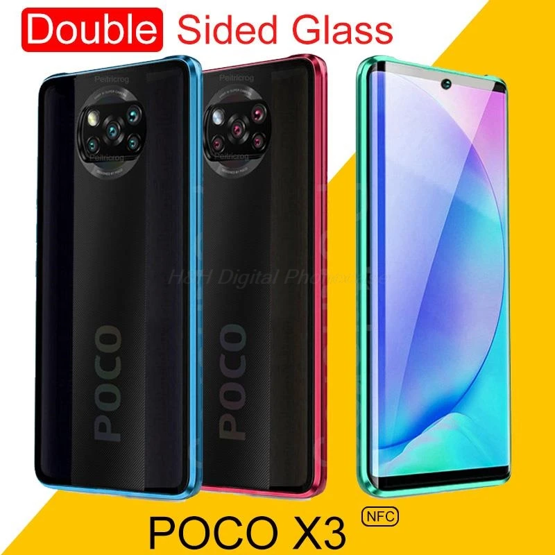 Двухсторонний магнитный металлический чехол для Xiaomi Redmi Note 9 9S 8 8T 7 9A 9C K20 10 CC9 9T POCO X3
