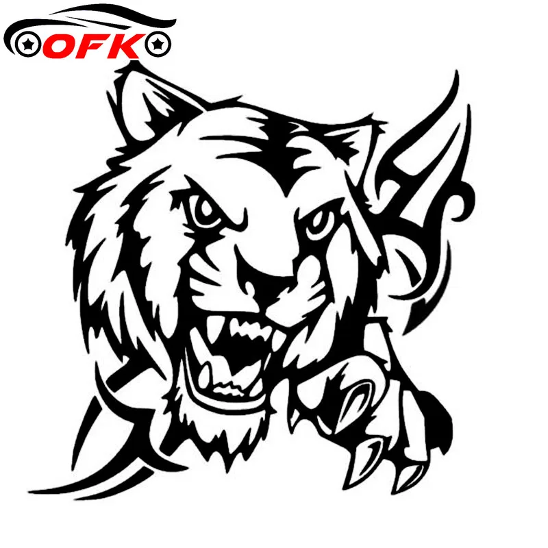 

Car Styling Ferocious Tiger Head Vinyl And Motorcycle Decals Sticker Black/Silver 16*16.1CM