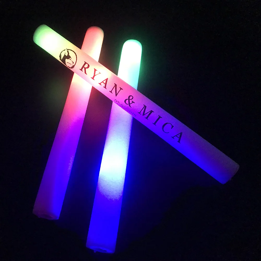 

30/60/90PCS RGB LED Glow Sticks Lighting Foam Stick For Party Decoration Wedding Concert Birthday Stage Light Customized Logo