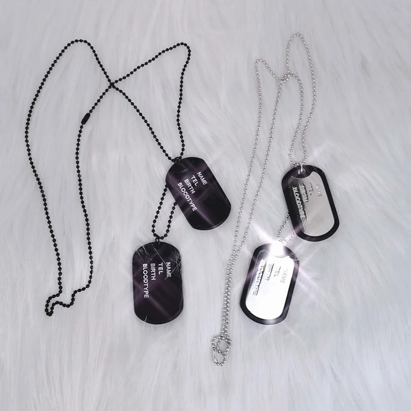 Модная черная четырехрядная Двухрядная цепь с подвеской в стиле милитари