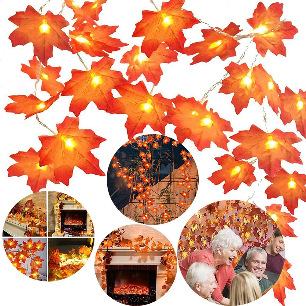 

Maple String Lights 30 LED Artificial Autumn Leaves Maple Leaves Garland String Light Decor Thanksgiving Ornament